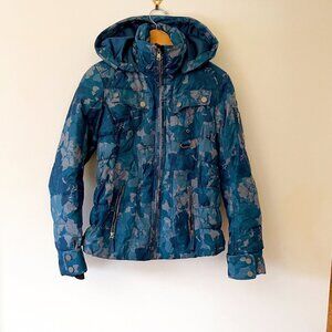 Obermeyer Leighton Teal Camo Ski Jacket, Size 6